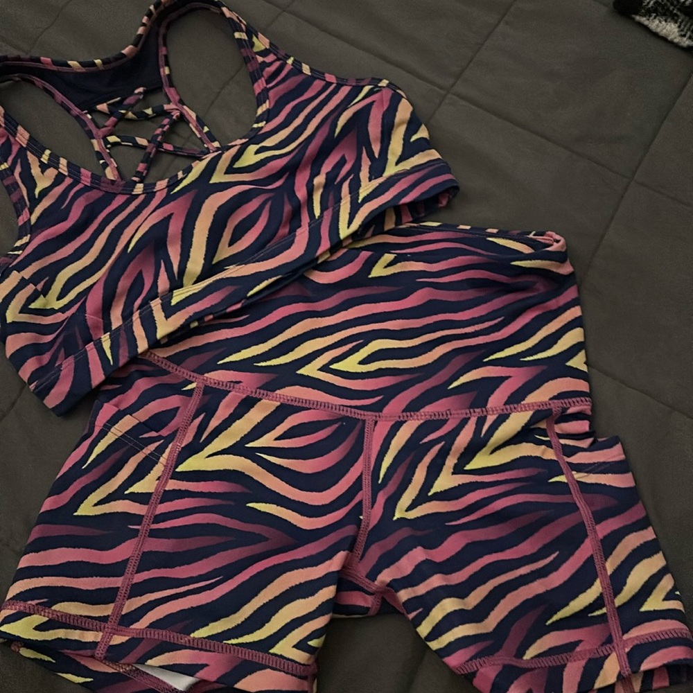 Feed Me Fight Me shorts and sports bra set